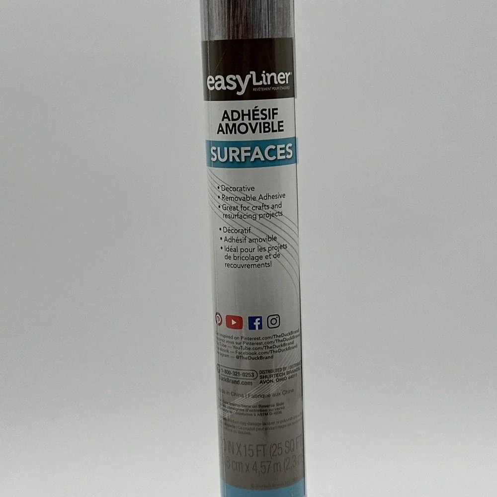EasyLiner Adhesive Surfaces Shelf Liner, Weathered Wood, 20 in. x 15 ft. 3 Rolls